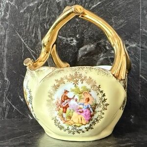 BAVARIA Porzellanmalerei Parbus Gold Handle Basket